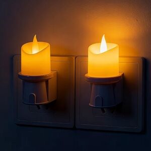 Flameless Candle Night Lights 2 Pack Night Lights with Light Sensor Dimmable NEW